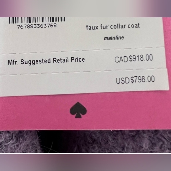 NWT Kate Spade Fur collar coat purple - Picture 12 of 12